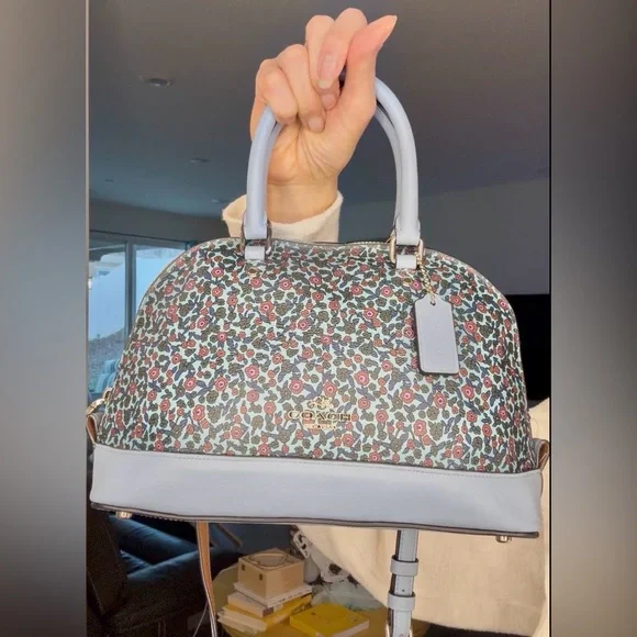 Coach Mini Sierra Dome Satchel Blue Floral - Picture 3 of 17